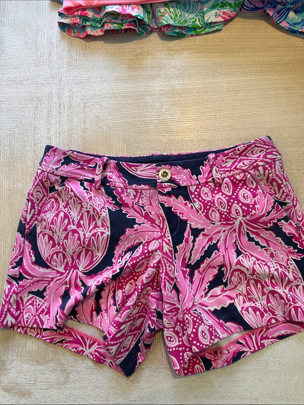Lilly Pulitzer Pink & Navy Floral Cotton Bermudas